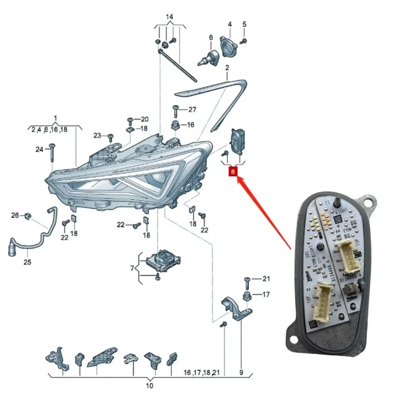 Seat Leon Tarraco LED daytime running lights and turn signal lights source module